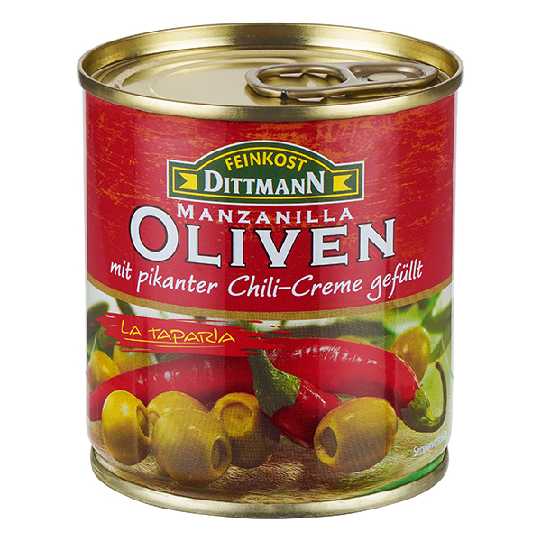 Feinkost Dittmann Manzanilla-Oliven gefüllt mit Chilicreme 85g – Bild 2