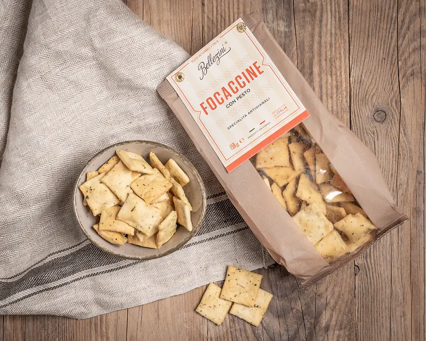 Bellezini Salzgebäck Focaccine con pesto